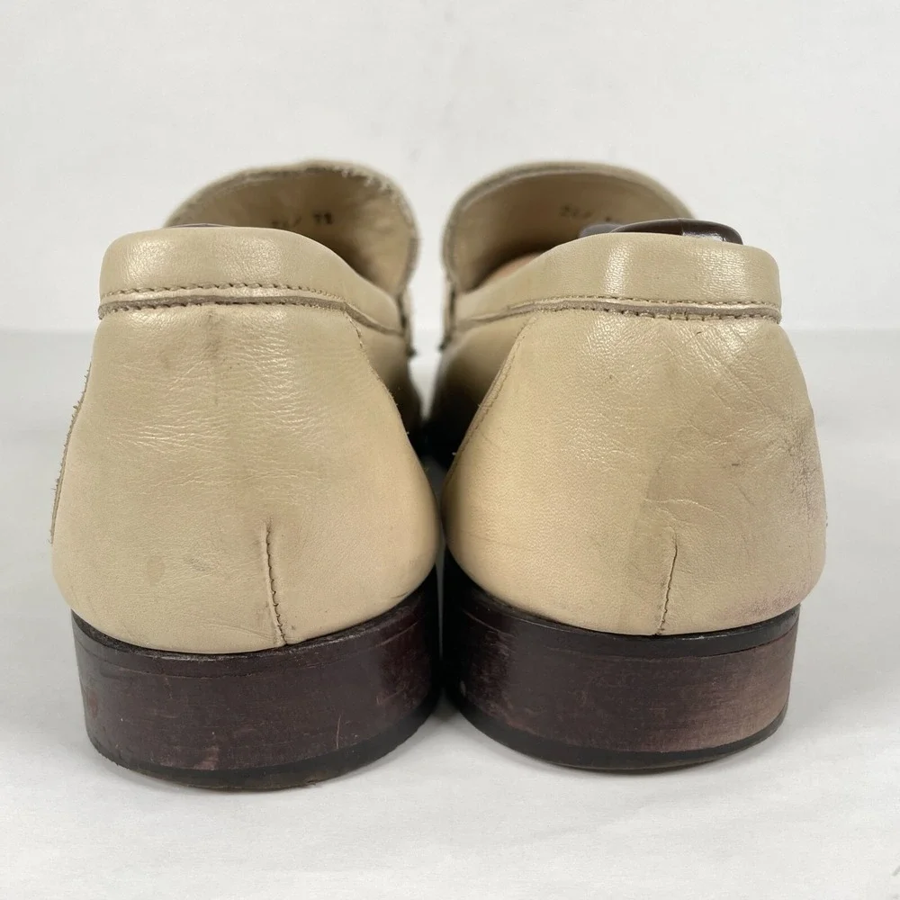 Paul Fredrick Loafers Mens Size 12 Beige Leather Strap Slip On Casual Shoes